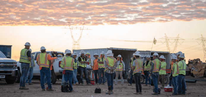 Constuction crew meeting