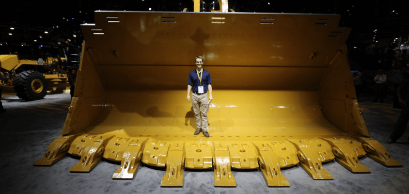 Aaron Witt in large loader bucket